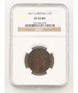 1877 Great Britain 1/2 Penny Bronze Coin XF-45 Bn NGC Victory Half Hundr... - $305.32 CAD