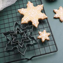 3 Packs of 3D Christmas Snowflake Cookie Cutters Stainless Steel Fondant... - £10.76 GBP