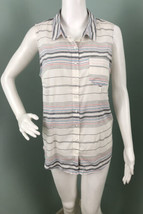 NWT Women&#39;s C&amp;C California Ivory Striped Sleeveless Button-Front Shirt Sz Medium - £7.75 GBP