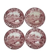 Vintage Enoch Woods Sons English Castles Pink Red Transferware Bread Pla... - £21.94 GBP
