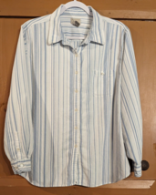 LL Bean Shirt Womens XL White Blue Striped Button Up Long Sleeve Cotton ... - $24.18