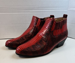 Men&#39;s Dress Casual Boots Cuban Heel Zipper Snake Print Red ANTONIO CERRE... - $652.85 MXN