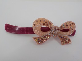 Mionne Large Purple Barette Hair Clip Sequins Handmade Light Pink Bow Paris Nwot - £10.21 GBP
