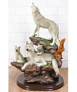 Ebros Gift Moon Howling Timberwolves Wolf Pack Family Decorative Figurin... - $838.68 MXN
