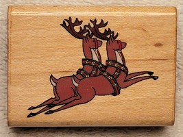 Christmas Reindeer Pair Rubber Stamp, Comotion Rubber Stamps #790 - NEW - £3.95 GBP