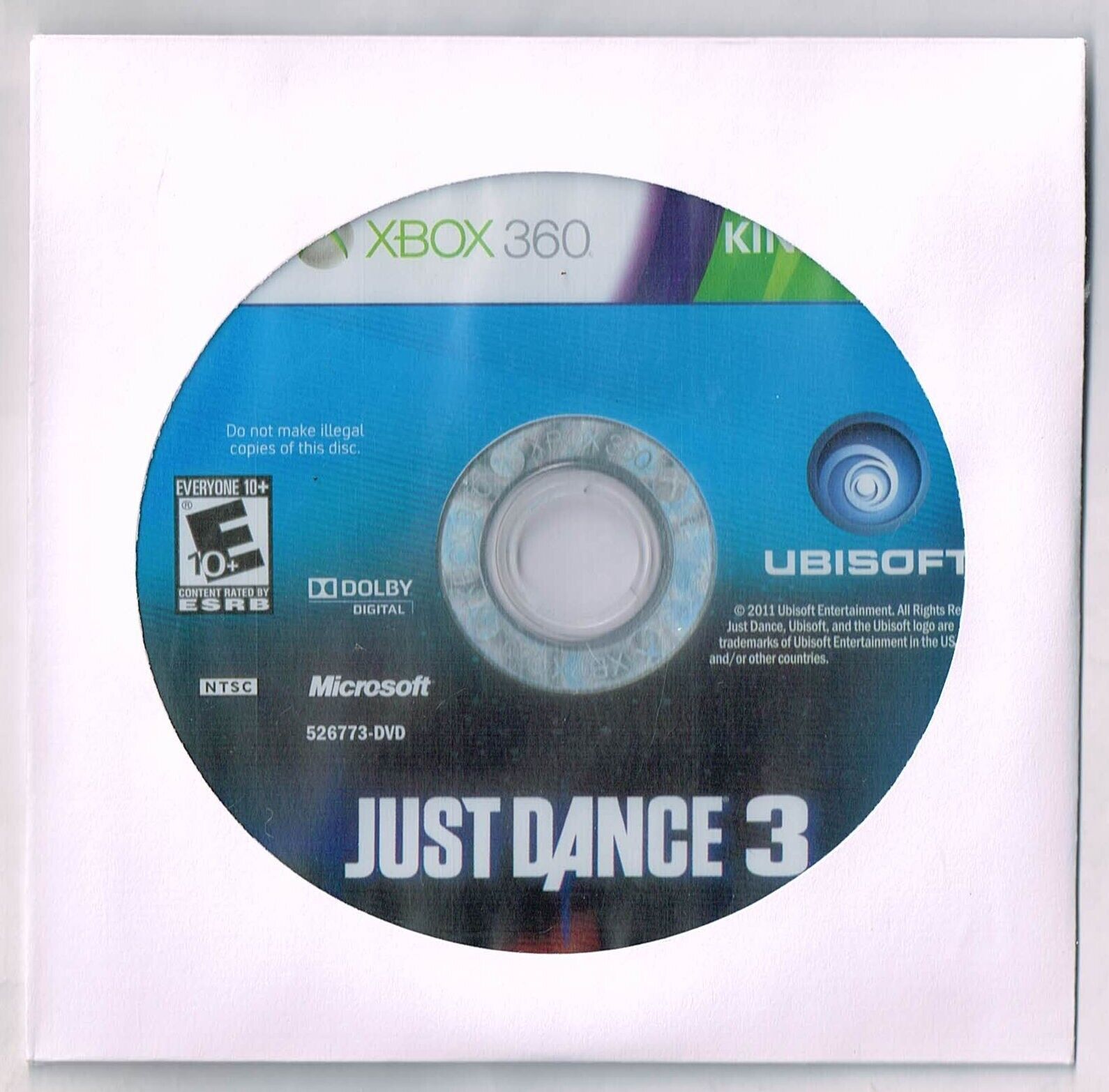 Just Dance 3 Xbox 360 video Game Disc Only - $9.70
