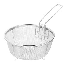 Stainless Steel Deep Fry Basket Round Wire Mesh Fry Basket, French Chip ... - £31.44 GBP