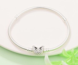 Sterling Silver Butterfly Clasp Moments Snake Chain Bracelet Fit Moments Charms - £26.15 GBP+