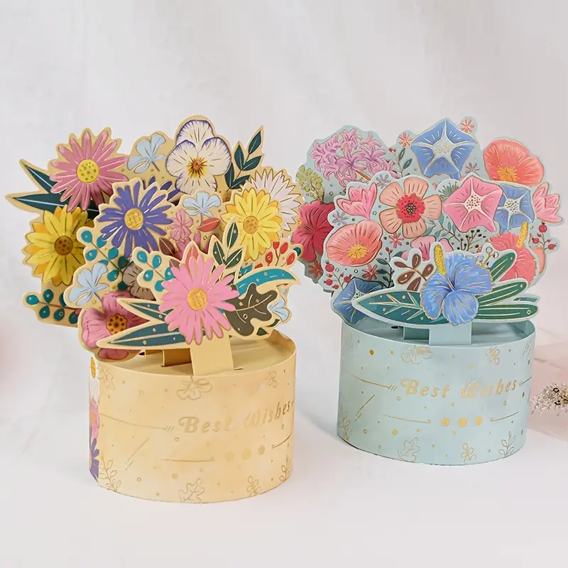 3D Christmas Pop Up Card with Flower Bouquet Ornament - Perfect Birthday... - $7.79 CAD
