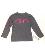 Under Armour Girls Power In Pink Long Sleeve T-Shirt Gray Size 4 NWT - £10.96 GBP