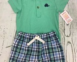 Plaid Shorts and Green Turtle Shirt 12m - £11.20 GBP