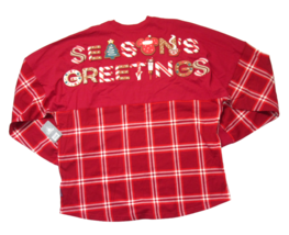 NWT Disney Mickey Mouse Holiday Plaid Spirit Jersey in Red Seasons Greetings XXL - £85.38 GBP