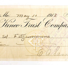 1913 Kineo Trust Company Bank Check E.A. Sampson Dover Maine Signed 4127... - $19.99