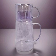 Tumble Up Bedside Water Carafe Pitcher &amp; Handled Cup Glass Purple 9.5&quot; T... - $18.80