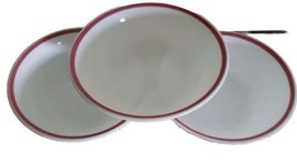 Set of 3 ~ Vintage Corelle By Corning ~ White w/Rose Striped Rim ~ Cereal Bowls - £22.49 GBP