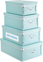 4 Pack Storage Box, Decorative Storage Bins With Lid,With, Green - £29.09 GBP