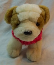 Animal Alley Soft White &amp; Tan Puppy Dog In Pink Coat 6&quot; Plush Stuffed Animal Toy - $18.32