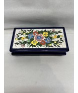 Vtg Rectangular Colorful Mosaic Trinket Box Keepsake Artecer Hand Painted - £27.64 GBP