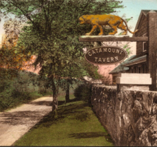 c1925 Catamount Tavern Sign Lane Old Bennington Vermont VT Hand Colored Postcard - £10.18 GBP