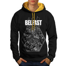 Wellcoda Belfast City Map Mens Contrast Hoodie, Belfast Casual Jumper - £30.95 GBP