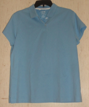 New Womens Adidas Golf Light Blue Climalite Cotton Polo Shirt Size Xl - $23.33