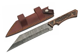 SZCO 12.25” Full Tang Celtic Handle Damascus Steel Reverse Tanto Seax Knife - £42.23 GBP