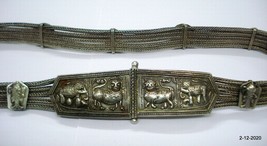 vintage antique handmade old silver belt bellychain hip chain body chain... - $1,679.04