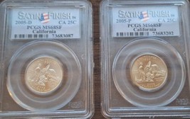 2005 P AND D PCGS MS68SF SATIN FINISH CALIFORNIA STATE QUARTERS BOTH COINS - $24.00