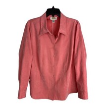 Talbots Womens Shirt Adult Size 1X Coral Button Up Long Sleeve Collar Pink - £18.41 GBP