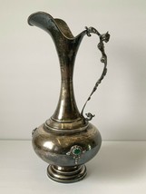 Antique Italian Silver 800 Wine Ewer with Apply Gem Stones Decoration 560 Grams - £391.12 GBP