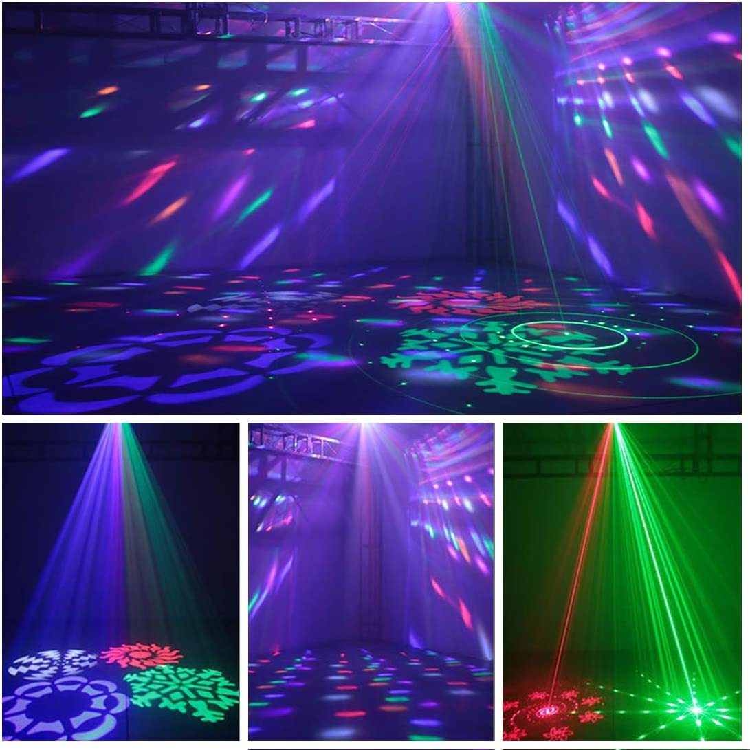 DJ Lights,MARYGEL 4 In 1 Mixed Effect Sound Activated Stage Lights RGBW LED Pattern Lights Strobe Light By Remote And DMX Control For Dancing Club Disco Party Wedding Birthday Christmas(Black