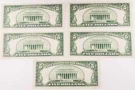 1953-A $5 Lot of 5 Consecutive Silver Certificates Choice UNC Condition - $247.49