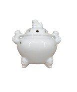 Foo Dog Mini 3 Footed White Pot 3&quot; Vintage Incense Cone Burner - $25.69 CAD