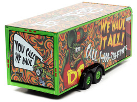 4-Wheel Enclosed Car Trailer Green with Graphics &quot;Rat Fink: We Haul it All!&quot; 1/6 - £15.28 GBP