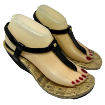 CHAPS Women Size 8.5 B Black 3&quot; Wedge Sandals Slip On Slides Shoes - £18.48 GBP