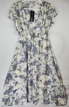 Paper Crane Dress Womens Small Blue White Open Front Midi Ruffled Cap Sl... - £31.28 GBP