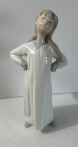 Vintage Lladro Porcelain Girl Stretching 4872 Retired Nightgown Series - £37.82 GBP