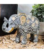 Ebros Silver Gold Patterned Elephant 5.25&quot;L Feng Shui Elephant Calf Figu... - $27.50 CAD