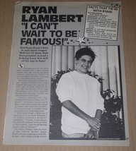 Ryan Lambert Bop Magazine Photo Clipping Vintage 1980&#39;s - $18.99