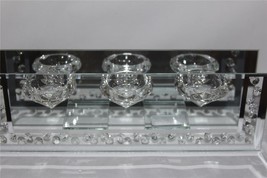 Clear Faceted Glass Crytal Balls Mirrored 3-Votive Rectangle Candle Hold... - £26.31 GBP