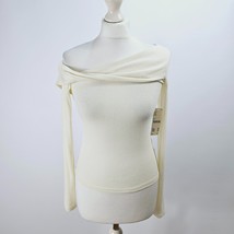 Urban Outfitters Asymmetrical Off-The-Shoulder Top Cream Size Small - £11.83 GBP