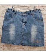 Baby Phat Skirt 5/6 Denim Mini Vintage Y2K Blue Wash Embroidered Logo St... - $41.27