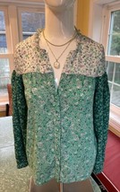 ZARA Floral Semi-Sheer Long Sleeve Top Size Medium - £8.73 GBP