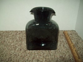 Blenko Glass Black Charcoal water pitcher has chip see pics as is double... - $25.00