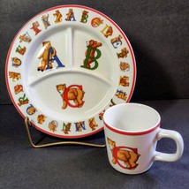 TIFFANY &amp; Co Childs Divided Alphabet Bear Porcelain Mug &amp; Divided Plate Set ABCs - £27.09 GBP