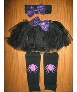 NEW Girls Halloween Spider Outfit sz 6-9 mo. tulle lace tutu glitter seq... - £7.03 GBP