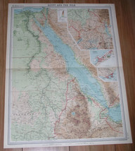 1922 Vintage Map Of Egypt Alexandria Sudan Nile River Ethiopia Eritrea Africa - £24.07 GBP