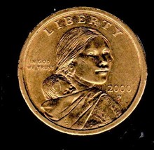 One Dollar Coin US Liberty Sacagawea Gold Color Coin. 2000 P - $3.90