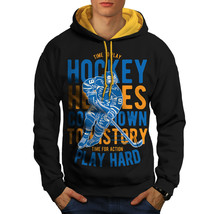 Wellcoda Hockey Heroes Play Sport Mens Contrast Hoodie,  Casual Jumper - £30.97 GBP