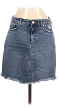 Ann Taylor Women&#39;s Size 4 Blue Distressed Denim Jean Pencil Skirt Fringe... - $25.80